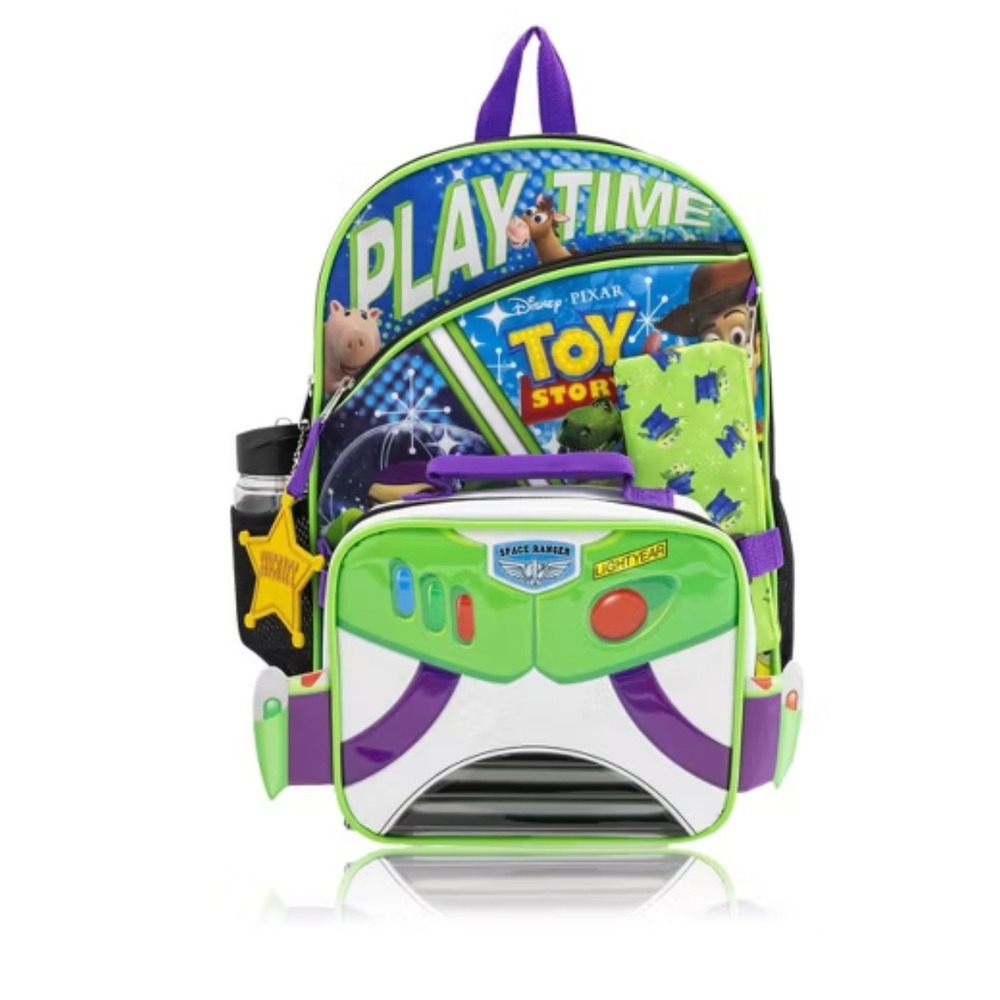 Disney Pixar Toy Story Kids Backpack Lunchbox Water Bottle Set Buzz Woody 4pc